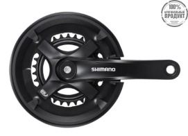 Система Shimano TY501, 170мм 2x7/8ск, Кв, 46/30, без защиты от цепи., с болтами креп,  цвет черный