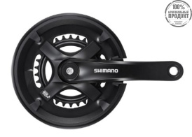 Система Shimano TY501, 175мм 2x7/8ск, Кв, 46/30, с защитой от цепи., с болтами креп,  цвет черный
