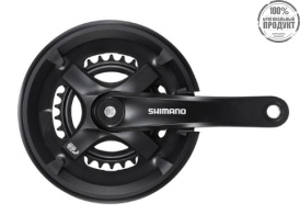 Система Shimano TY501, 175мм 2x7/8ск, Кв, 46/30, без защиты от цепи., с болтами креп,  цвет черный