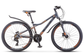 Велосипед STELS Navigator-610 D 26" V010 14" Антрацитовый/оранжевый 2020 (LU093801)