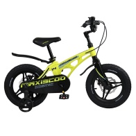 Детский Велосипед MAXISCOO  "Cosmic", Deluxe Plus 14", Желтый Матовый, С Дисковыми Тормозами (2023)