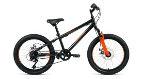 Велосипед FORWARD ALTAIR MTB HT 20 2.0 disc черный\оранжевый 10.5"