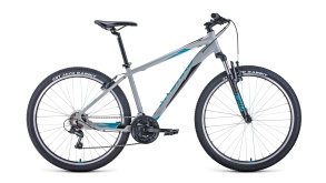 Велосипед FORWARD APACHE 27,5 1.0 (27,5" 21 ск. рост 19") серый / бирюзовыйсерый\черный