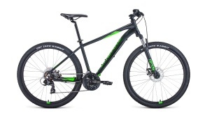 Велосипед FORWARD APACHE 27,5 2.0 disc черный матовый / ярко-зеленый