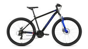 Велосипед Forward EDGE 27,5 2.0 disc (27,5" 21 ск. рост 18") 2020, черный/синий, RBKW0M67Q047