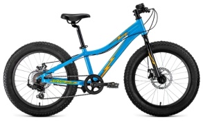 Велосипед Forward BIZON MICRO 20 (20" 7 ск. рост. 11") 2021, голубой/оранжевый, RBKW1Q307003
