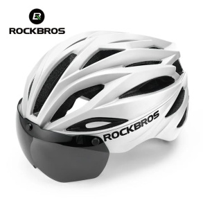 Велошлем ROCKBROS TT-36 со съемным визором, 58-62 см; белый матовый