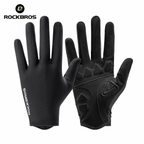 Велоперчатки ROCKBROS S396-1 длинные пальцы, без липучки; черный