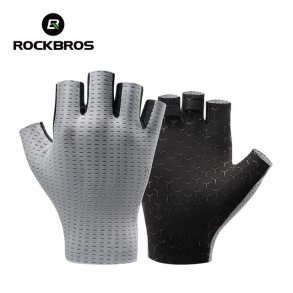 Велоперчатки ROCKBROS S376 короткие пальцы; светло-серый