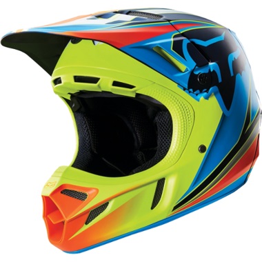 Мотошлем Fox V4 Race Helmet Blue/Yellow L