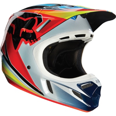 Мотошлем Fox V4 Race Helmet Blue/Red M (11603-149-M) - фото 2