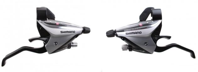 Шифтер/тормозная ручка Shimano Acera, EF65, лев/пр, 3x8ск, тр.+оплетк, серебро