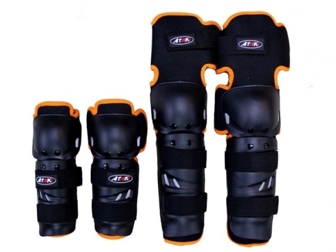 Комплект защиты локтя и колена ATAKI SC-610 (черный/оранжевый)