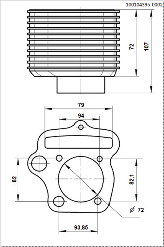 Цилиндр в сборе [72мм] BSE ZS172FMM