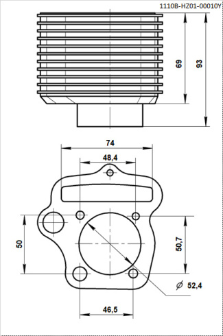 Цилиндр в сборе (BK110) BSE FH125 CORE 125 17/14