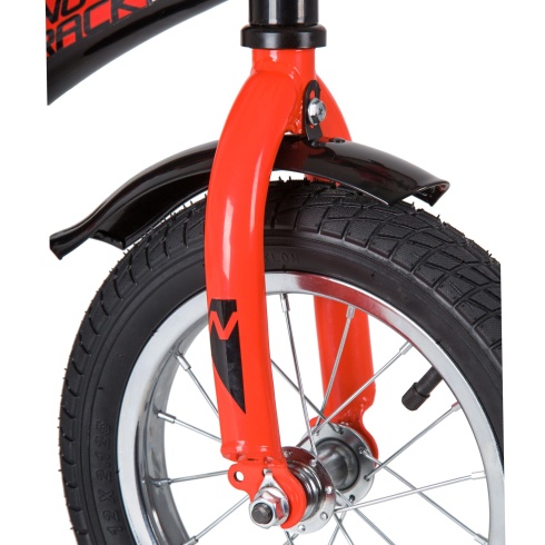 Велосипед NOVATRACK 12" STRIKE чёрный-красный, тормоз нож. ,корот.крылья, полная защита цепи