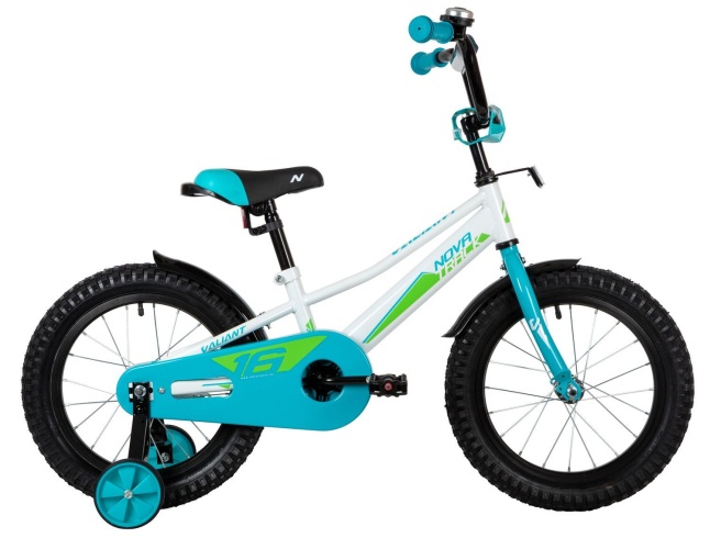Велосипед NOVATRACK 16" VALIANT белый, полная защита цепи, тормоз нож, короткие крылья