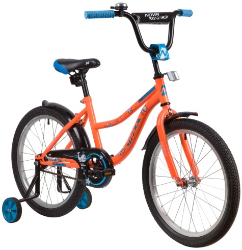Велосипед NOVATRACK 20" NEPTUNE оранжевый, тормоз нож, крылья корот, защита А-тип#139700