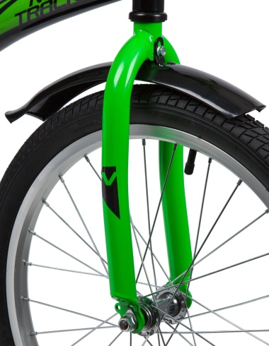 Велосипед NOVATRACK 20" STRIKE черный-зелёный, тормоз нож, крылья корот, защита А-тип#139705
