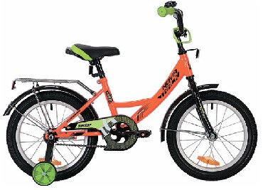 Велосипед NOVATRACK 20" VECTOR, оранжевый, защита А-тип, тормоз нож., крылья и багаж чёрн.#133950