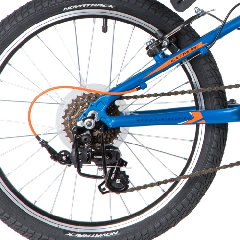 Велосипед NOVATRACK 20" EXTREME, синий, алюм., 7 скор., Shimano/MICROSHIFT V-BRAKE