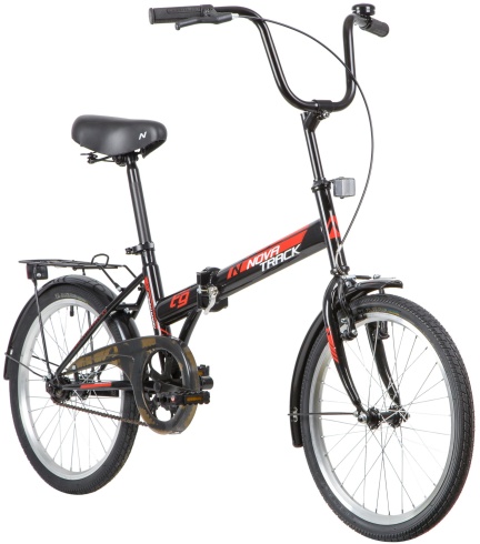 Велосипед NOVATRACK 20" складной, TG 30, черный, передний тормоз V-Brake задний ножной, багажник, кр