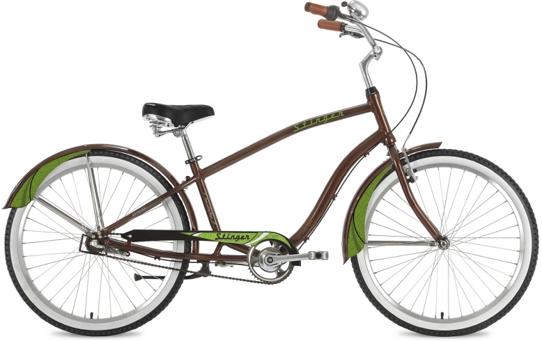 Велосипед STINGER 26" CRUISER 3SM коричневый, CRUISER, 18"