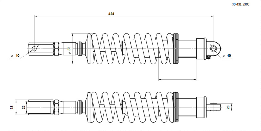 Амортизатор задний 450x12 вилка 23мм регулируемый BSE J1, J2 Z3 Z3Y J1, J2LE Z10
