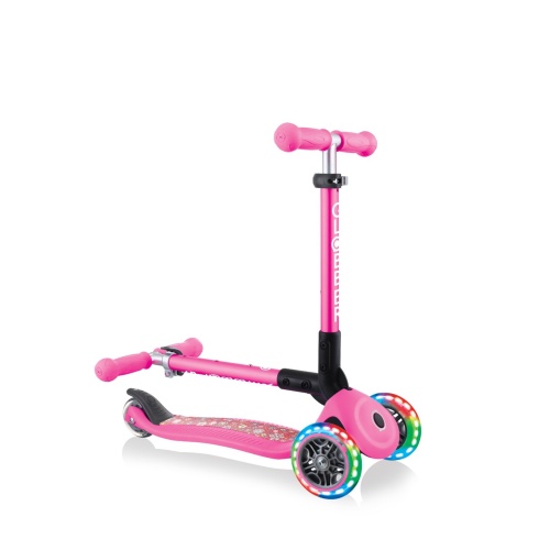 Трехколесный самокат Globber JUNIOR FOLDABLE FANTASY LIGHTS  розовый