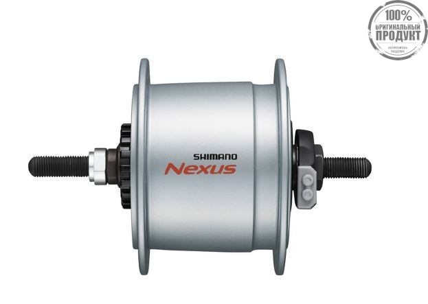 Втулка динамо Shimano C6000, 36 отв, 6V-3W, под роллер, STD, 100x140мм, без гаеи шайб, сереброо