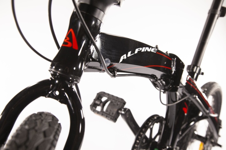 Велосипед Alpinebike F1HD, One size, 20", складной, 7 скоростей, черно-красный