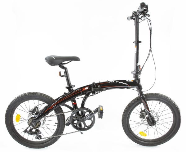Велосипед Alpinebike F1HD, One size, 20", складной, 7 скоростей, черно-красный