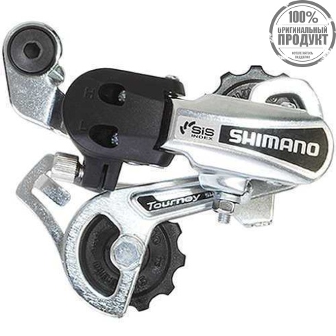 Переключатель задний Shimano Tourney, TY21-B, GS, 6ск. крепление на болт, серебро, без уп.