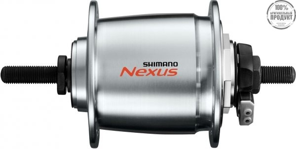 Втулка динамо Shimano C6000, 36 отв, 6V-3W, под роллер, под гайки, 100x140мм, с SM-DH10, сереброо