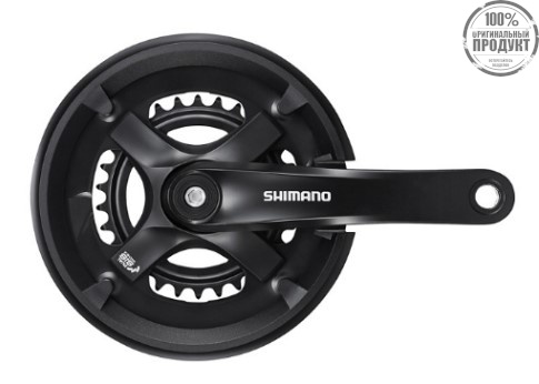 Система Shimano TY501, 170мм 2x7/8ск, Кв, 46/30, с защитой от цепи., с болтами креп,  цвет черный