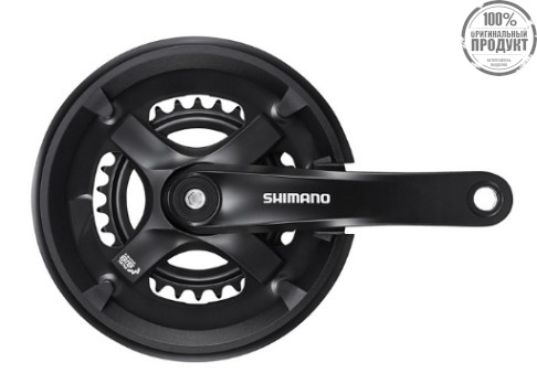 Система Shimano TY501, 175мм 2x7/8ск, Кв, 46/30, с защитой от цепи., с болтами креп,  цвет черный