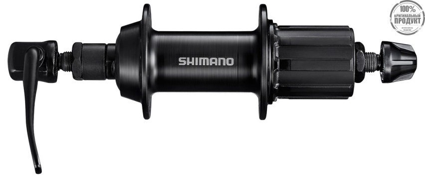 Втулка задняя Shimano TX500, v-br, 32 отв, 8/9, гайки, old:135мм, ось 185мм, черный