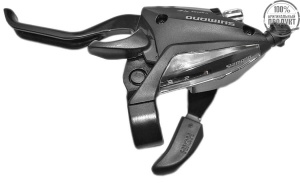Шифтер/тормозная ручка Shimano Tourney, EF500, лев, 3ск, тр., черный
