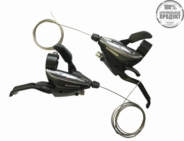 Шифтер/тормозная ручка Shimano Acera, EF65, лев/пр, 3x7ск, тр.+оплетк, черный