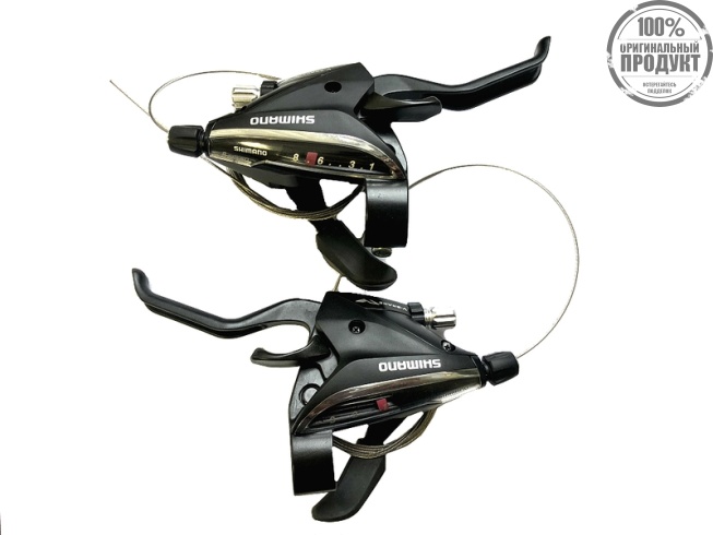 Шифтер/тормозная ручка Shimano Acera, EF65, лев/пр, 3x8ск, тр.+оплетк, черный