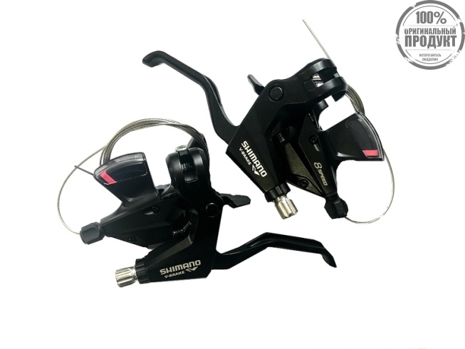 Шифтер/тормозная ручка Shimano Altus, M310, лев/пр, 3x8ск, тр.+оплетк, цвет черный