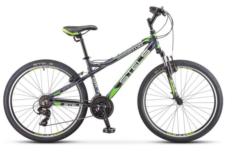 Велосипед STELS Navigator-610 V 26" K010 16" Тёмно-серый/зелёный 2019 (LU092641)