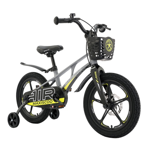 Детский Велосипед MAXISCOO  "Air", Deluxe Plus 16", Серый Матовый, С Дисковыми Тормозами (2023)