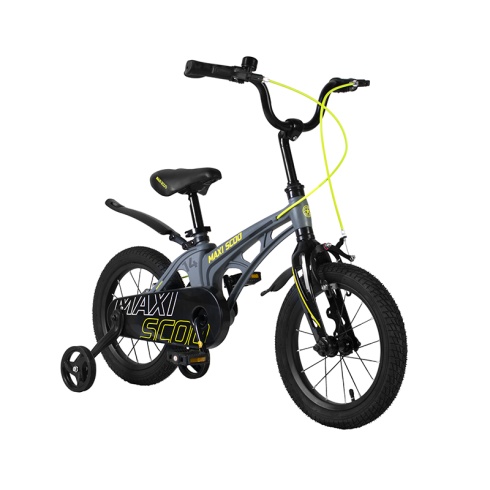 Детский Велосипед MAXISCOO "Cosmic" Standard Plus 14", Серый Матовый, С Ручными Тормозами (2022)