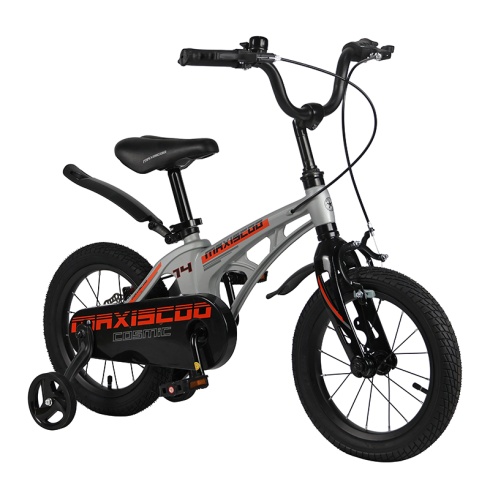 Детский Велосипед MAXISCOO  "Cosmic" Standard Plus 14", Серый Матовый, С Ручными Тормозами (2023)
