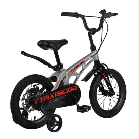 Детский Велосипед MAXISCOO  "Cosmic" Standard Plus 14", Серый Матовый, С Ручными Тормозами (2023)