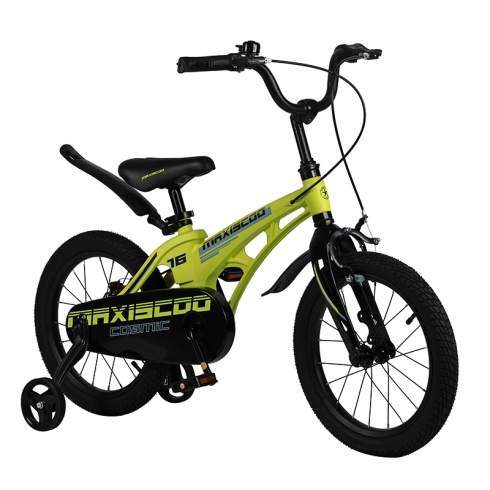 Детский Велосипед MAXISCOO  "Cosmic" Standard 16", Желтый Матовый, С Ручными Тормозами (2023)