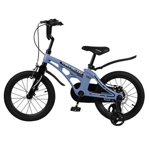 Детский Велосипед MAXISCOO  "Cosmic" Standard 16", Голубой Матовый, С Ручными Тормозами (2023)