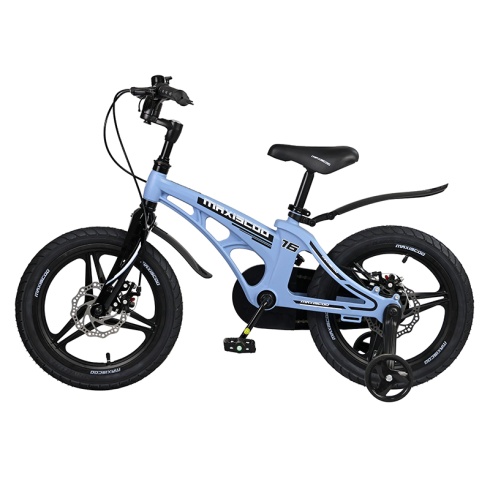 Детский Велосипед MAXISCOO  "Cosmic" Deluxe 16", Голубой Матовый, С Дисковыми Тормозами (2023)