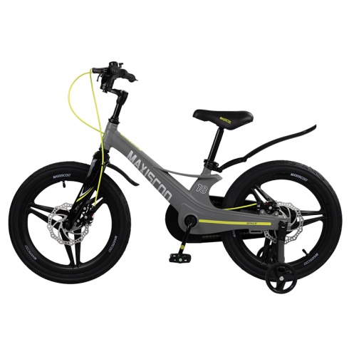 Детский Велосипед MAXISCOO  "Space" Deluxe 18", Серый Матовый, С Дисковыми Тормозами (2023)